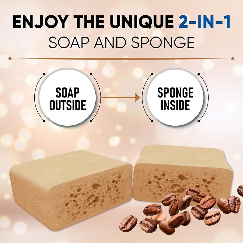 T. Taio Coffee Esponjabon Soap Sponge - Cleansing Shower Scrubber - Cleaning Bath Wash Scrub - Oil Removal - Massage & Lather Foot, Elbow, & Face - Bathroom Accessories (2-Pack) - Image 4